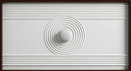 minimalist abstract white concentric rings framed art