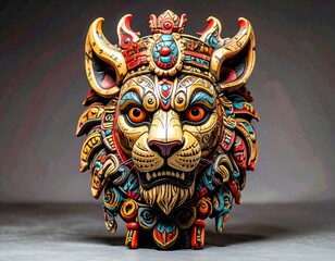Ornate lion mask, vibrant colors