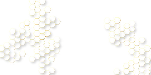 Abstract white hexagon background, abstract honeycomb background in grey color, futuristic honeycomb mosaic white background, illustration geometry science and technology.