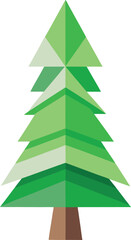 Fototapeta premium Minimalist Christmas tree made from recycled paper and green leaves vector