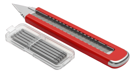 Red box cutter with refill blade case