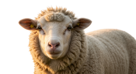 Sheep portrait, looking at camera, woolly