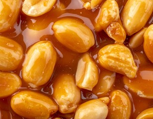 Macro Shot of Peanut Brittle with Caramelized Texture