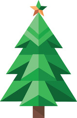 Minimalist Christmas tree made from recycled paper and green leaves vector
