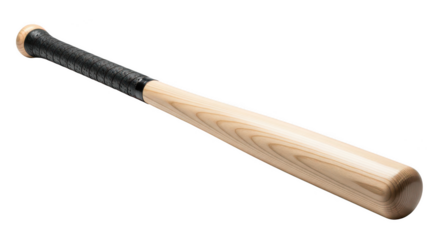 Wooden baseball bat with grip tape isolated on transparent background