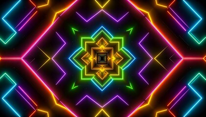 Abstract kaleidoscope pattern of glowing lines