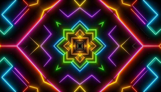 Abstract kaleidoscope pattern of glowing lines