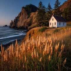 Coastal Cottage at Sunrise