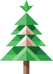 Fototapeta premium Minimalist Christmas tree made from recycled paper and green leaves vector
