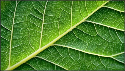 Obraz premium Close-Up of a Detailed Green Leaf Surface with Intricate Vein Pattern and Natural Texture for Study