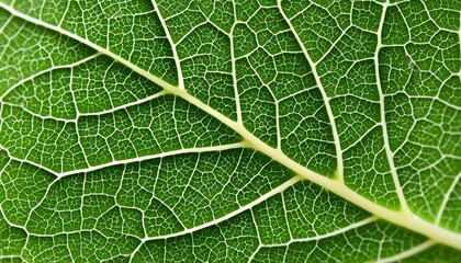 Obraz premium Close Up Leaf Texture Showing Fine Veins Detailed Surface Of Leaf Anatomy In Beautiful Green Shades