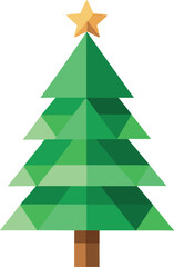 Obraz premium Minimalist Christmas tree made from recycled paper and green leaves vector