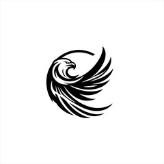 Stylized black eagle logo design with spread wings