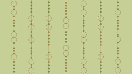 A repeating pattern of vertical lines with circles and dots on a light green background design style