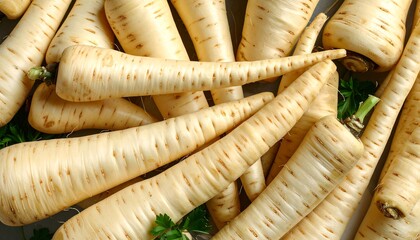 Close-up of fresh parsnips