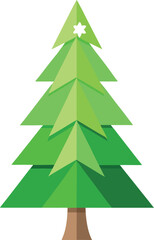 Fototapeta premium Minimalist Christmas tree made from recycled paper and green leaves vector