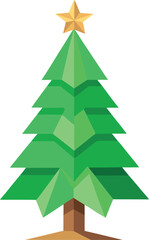 Obraz premium Minimalist Christmas tree made from recycled paper and green leaves vector
