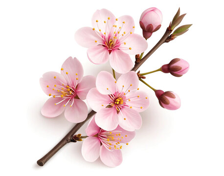 cherry blossom isolated on white background.fabric, taxtile, decoration, packaging 