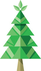 Fototapeta premium Minimalist Christmas tree made from recycled paper and green leaves vector