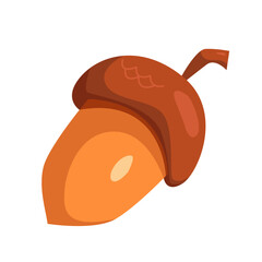Acorn Icon Isolated on White Background. Flat Vector Illustration.	