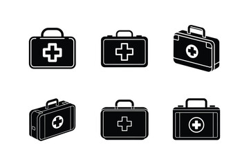 first aid kit icon silhouette vector illustration