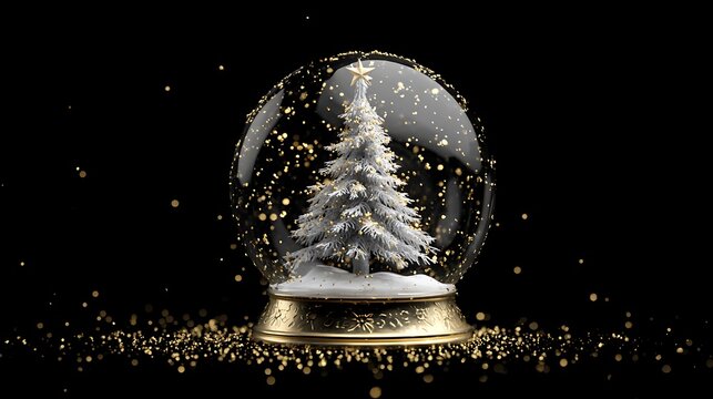 Magical snow globe digital animation with lantern isolated on the black background - Powered by Adobe