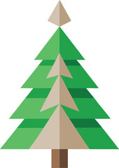 Minimalist Christmas tree made from recycled paper and green leaves vector
