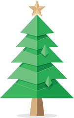 Obraz premium Minimalist Christmas tree made from recycled paper and green leaves vector