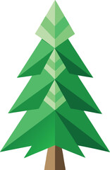 Obraz premium Minimalist Christmas tree made from recycled paper and green leaves vector