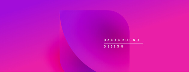 Vibrant gradient background. Pink, purple hues blend smoothly. Minimalist design features text, abstract shape. Modern aesthetic.