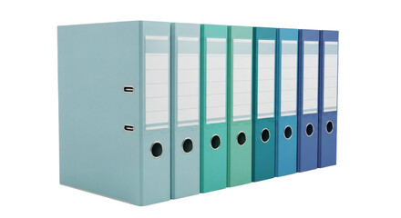 Gradient Blue and Green Binders Organized Office Data and Corporate Archives. clipping path, Business concept, PNG, graphic resources.