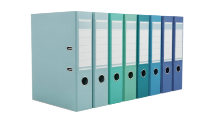 Gradient Blue and Green Binders Organized Office Data and Corporate Archives. clipping path, Business concept, PNG, graphic resources.