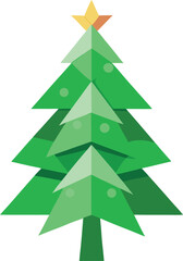 Obraz premium Minimalist Christmas tree made from recycled paper and green leaves vector