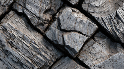 A close up of gray stacked rocks with visible lines and textured surfaces creating a natural pattern
