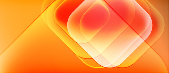 Abstract orange design features layered shapes, smooth gradients, bright illumination. Modern aesthetic, dynamic composition, warm tones dominate image.