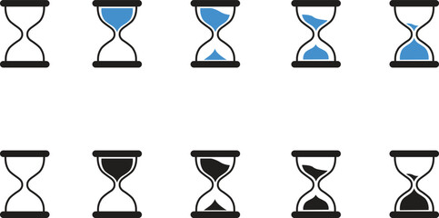 Hourglass Loading and Timer Icons Set - Progress and Time Remaining Indicators