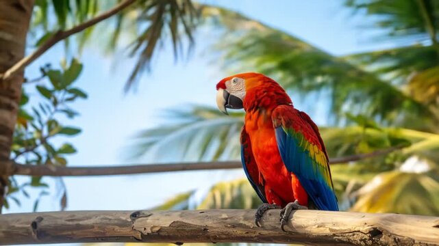 Colorful parrot on branch