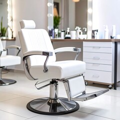 Modern white salon chair in a bright space