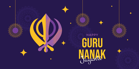 Guru Nanak Jayanti banner. Vector illustration