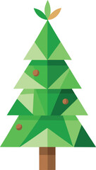 Obraz premium Minimalist Christmas tree made from recycled paper and green leaves vector