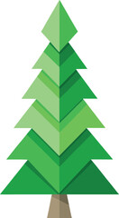Fototapeta premium Minimalist Christmas tree made from recycled paper and green leaves vector
