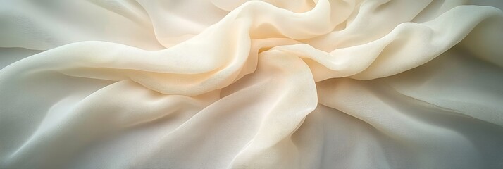 Elegant Light Colored Textile Background Featuring Delicate Draped Fabric with Soft Curves and Waves