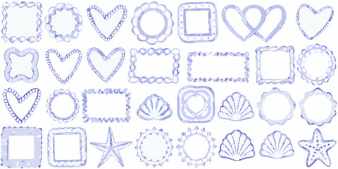 Collection of decorative hand drawn frames and borders in various shapes and styles
