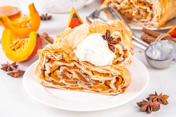 Sweet homemade pumpkin strudel