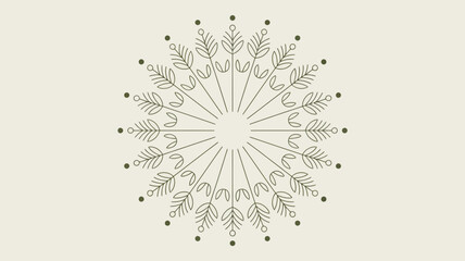 Obraz premium Circular design with radiating lines leaves and dots on a light beige background image art