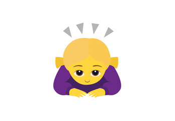 woman Person Bowing deeply dogeza apology large favour emoji symbol sign icon vector illustration isolated flat