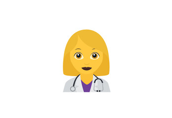 doctor person medical medicine profession woman women female emoji symbol sign icon vector illustration isolated flat