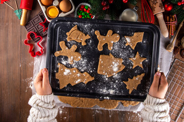 Cooking Christmas cookies family background