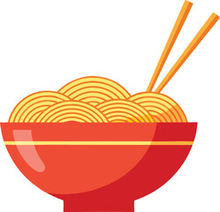 Bowl of Noodles with Chopsticks for Asian Cuisine and Food Concepts