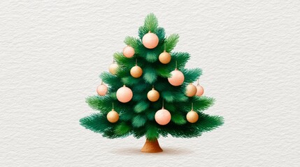 Christmas tree decorated with gold ornaments on a textured background  
